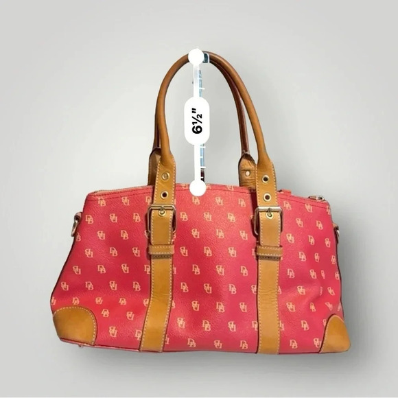 Dooney & Bourke Vintage Dome Berry Pebble Leather Satchel Bag Zip 12.5” x 7” - Picture 12 of 13